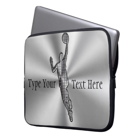 Silver Custom Laptop Sleeves 15, ADD Your TEXT (Vorderseite Links)