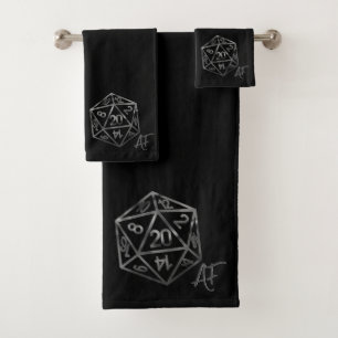 Silver D20 Crit AF PNP Tabletop Role Player Diät Badhandtuch Set
