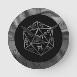 Silver D20 Crit | PNP Tabletop Role Player Diät Runde Wanduhr