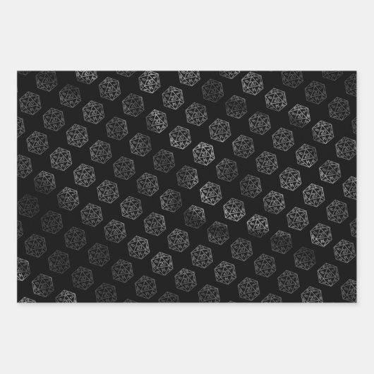 Silver D20 Critmas | PNP Tabletop Role Player Diät Geschenkpapier Set (Vorderseite 3)