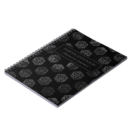 Silver D20 Muster | PNP Tabletop Würfel Notizblock (Linke Seite)