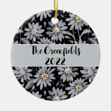 Silver Daisies auf schwarz Custom Holiday