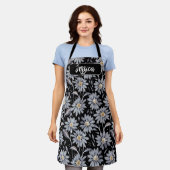 Silver Daisies on Black Personalisiert Schürze (Getragen)