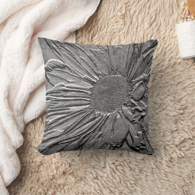Silver Daisy Floral Art Kissen (Decke)