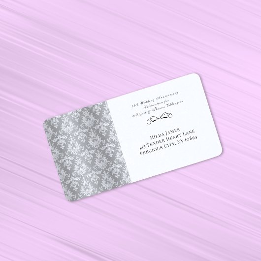 Silver Damask 25. Hochzeitstag Adressaufkleber