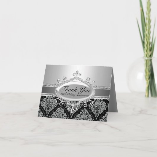 Silver Damask 25. Hochzeitstag Danke (Vorderseite)