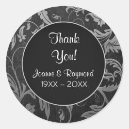 Silver Damask 25 Jahre - Danke Runder Aufkleber