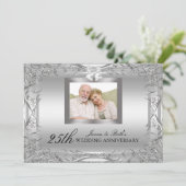 Silver Damask 50. Hochzeitstag Einladung (Stehend Vorderseite)