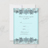 Silver Damask Aquamarin Blue Sweet 16 Geburtstag U RSVP Karte (Rückseite)