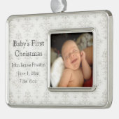 Silver Damask Baby's First Christmas Rahmen-Ornament Silber (Links)