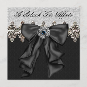 Silver Damask Black Krawatte Formal Corporate Part Einladung