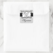 Silver Damask Brautparty Quadratischer Aufkleber (Tasche)