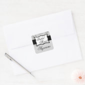 Silver Damask Brautparty Quadratischer Aufkleber (Umschlag)