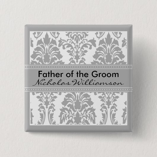 Silver Damask Brautparty - Vater des Gutes Button (Vorderseite)