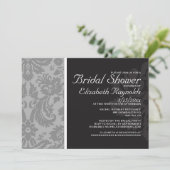 Silver Damask Bridal Dusche Einladungen (Stehend Vorderseite)