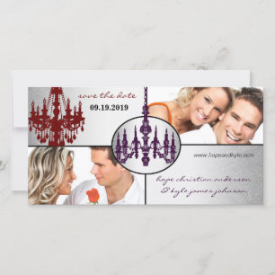 Silver Damask Chandelier Save the Date Foto