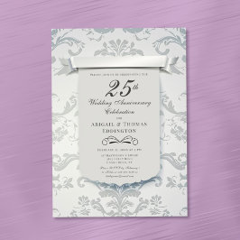 Silver Damask Einladung zum 25. Hochzeitstag