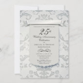 Silver Damask Einladung zum 25. Hochzeitstag (Vorderseite)