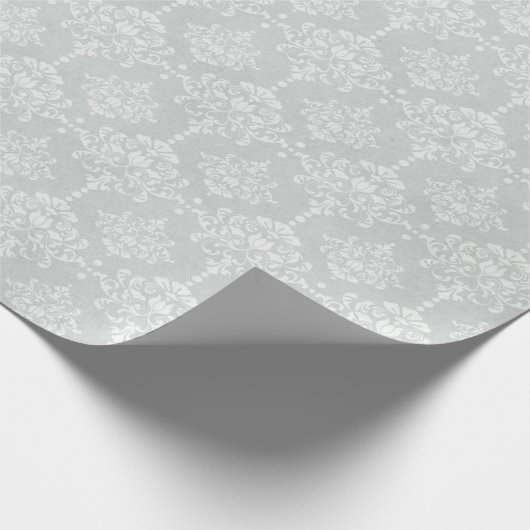 SiLVER DAMASK ELEGANT BIRTHDAY WEDDAY WRAP Geschenkpapier (Ecke)