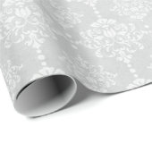 SiLVER DAMASK ELEGANT BIRTHDAY WEDDAY WRAP Geschenkpapier (Rolleneckpunkt)