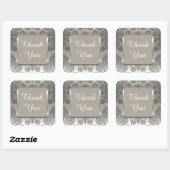 SILVER DAMASK Elegant Wedding Danke Stickers (Blatt)
