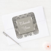 SILVER DAMASK Elegant Wedding Danke Stickers (Umschlag)