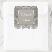 SILVER DAMASK Elegant Wedding Danke Stickers (Tasche)
