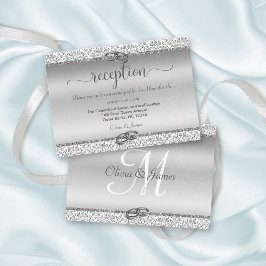 Silver Damask Elegant Wedding Empfang Begleitkarte