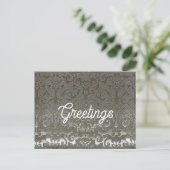 Silver Damask Grußkarten Postkarte (Stehend Vorderseite)