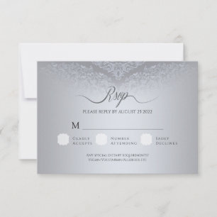 Silver Damask Hochzeitungs-UAWG-Karte RSVP Karte