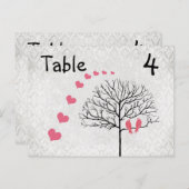 Silver Damask Honeysuckle Birds Tischnummer Cards (Vorne/Hinten)