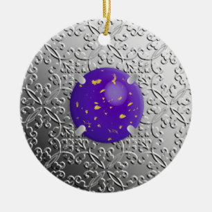 Silver Damask mit einem Imitat lapis lazuli gemsto Keramikornament