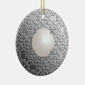 Silver Damask mit einer Imitat-Marbellperle Keramikornament (Rechts)
