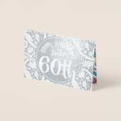 Silver Damask Paisley 60. Geburtstag personalisier Folienkarte (Vorderseite)