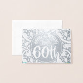 Silver Damask Paisley 60. Geburtstag personalisier Folienkarte (Vorderseite mit Umschlag)