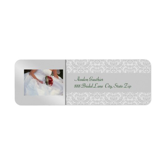 Silver Damask Rose Brautparty-Adressetikett (Vorne)