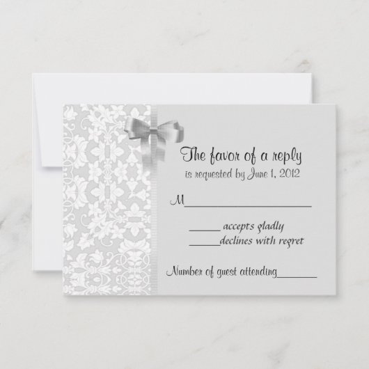 Silver Damask RSVP-Karten RSVP Karte (Vorderseite)