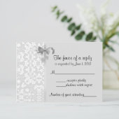 Silver Damask RSVP-Karten RSVP Karte (Stehend Vorderseite)
