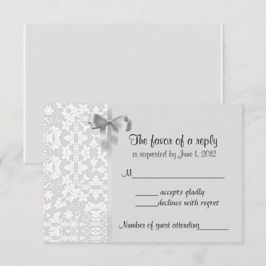 Silver Damask RSVP-Karten RSVP Karte (Vorne/Hinten)