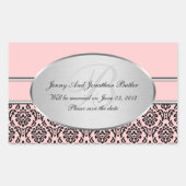Silver Damask Save the Date Stickers (Vorderseite)