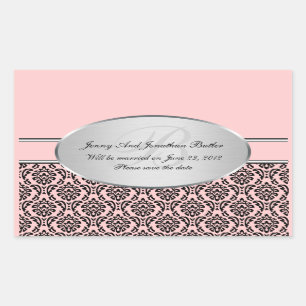 Silver Damask Save the Date Stickers