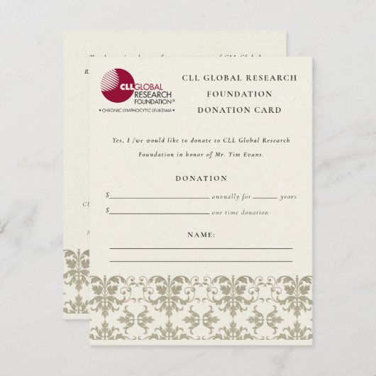 Silver Damask Seminar Event, QR Code Spende Einladung (Vorne/Hinten)