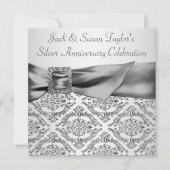 Silver Damask Silver 25-jähriges Party Einladung (Vorderseite)