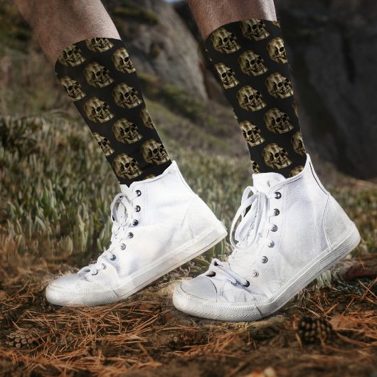 Silver Damask Skull Luxury Black Gothic Halloween Socken