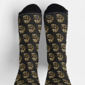 Silver Damask Skull Luxury Black Gothic Halloween Socken (Oben)