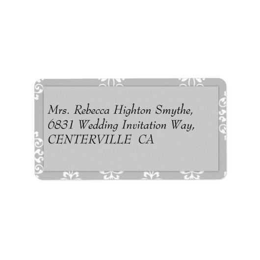 Silver Damask Wedding Adressaufkleber (Vorne)