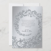Silver Damask Wedding Danke Foto Card (Rückseite)