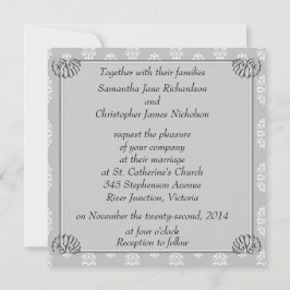 Silver Damask Wedding Einladung
