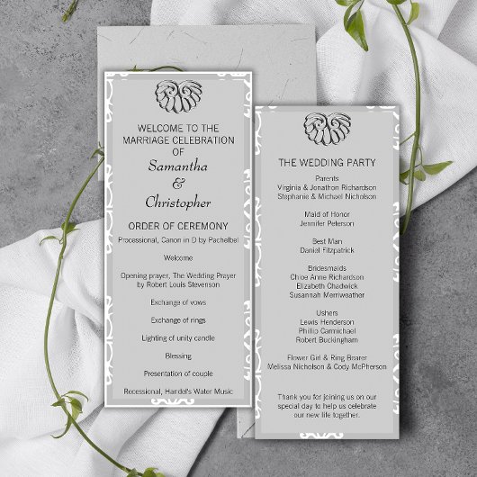 Silver Damask Wedding Program Programm