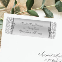 Silver Damask Wedding Rücksendeadresse